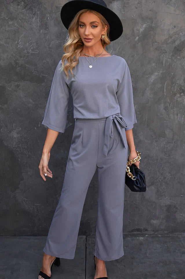 Dames Jumpsuit Met Brede Benen En Taille Riempje Feestelijk Design 3