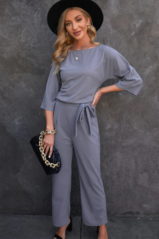 Dames Jumpsuit Met Brede Benen En Taille Riempje Feestelijk Design 4