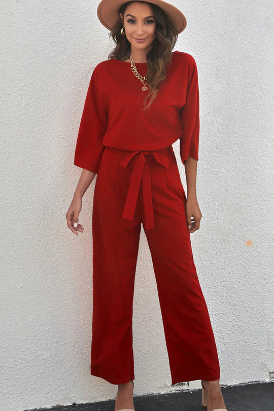 Dames Jumpsuit Met Brede Benen En Taille Riempje Feestelijk Design 8