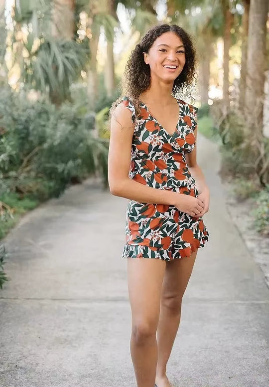 Dames Jumpsuit Met Ingebouwde Badkleding Zachte Rekbare Stof 1