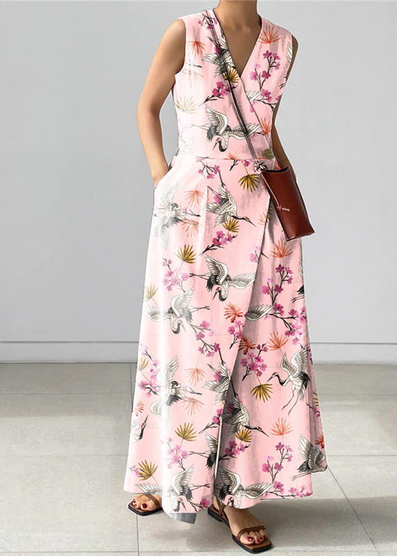 Dames Jumpsuit Met V-hals en Knoopzakken Losse Pasvorm 5