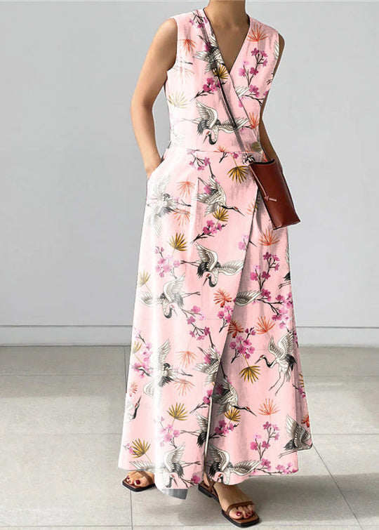 Dames Jumpsuit Met V-hals en Knoopzakken Losse Pasvorm 5