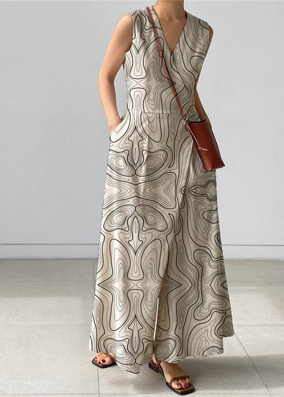 Dames Jumpsuit Met V-hals en Knoopzakken Losse Pasvorm 7