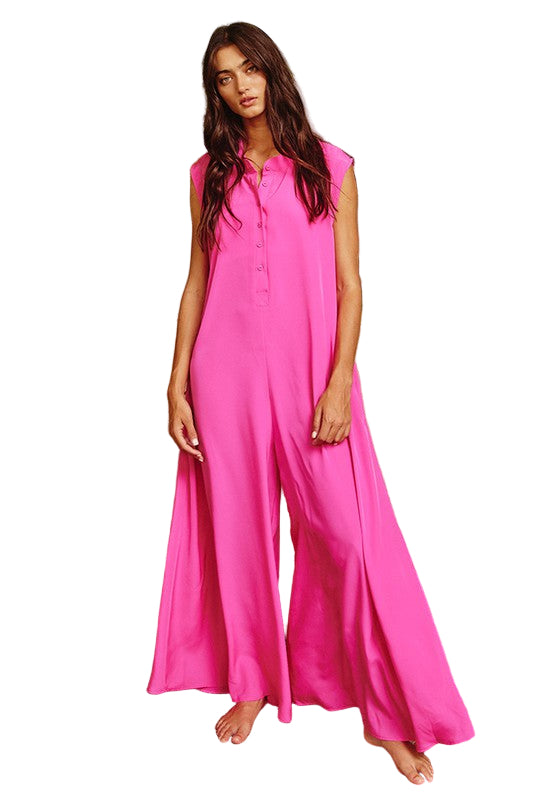 Dames Jumpsuit Met Wijde Pijpen Satijn 0