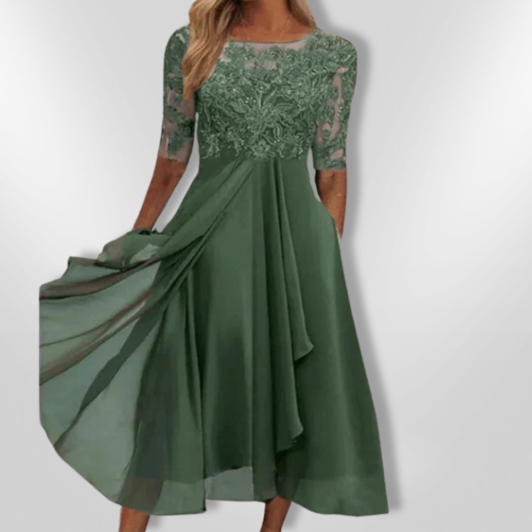 Dames Jurk Bruiloft Asymmetrisch Kant Zacht Stoffen Lange Jurk 0