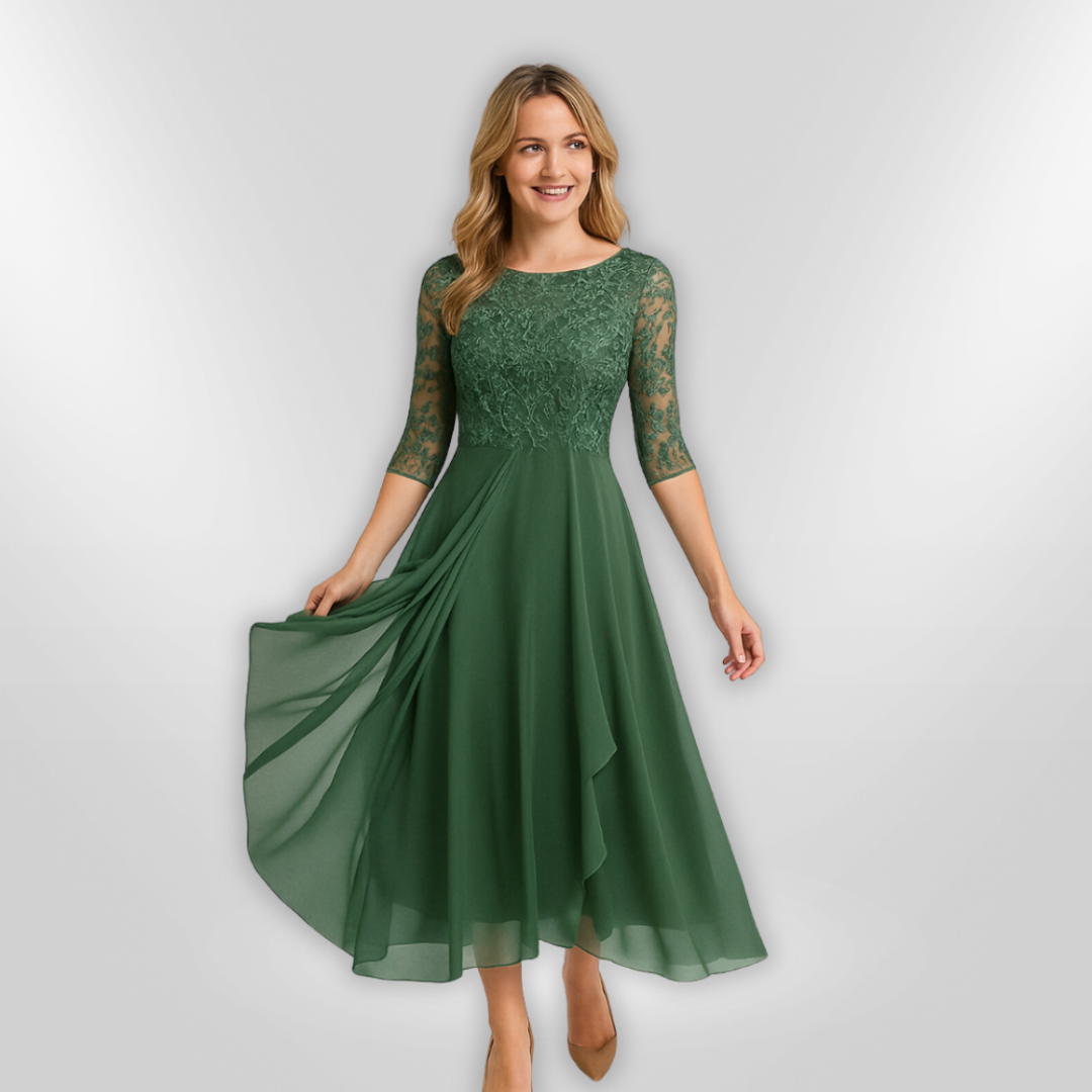 Dames Jurk Bruiloft Asymmetrisch Kant Zacht Stoffen Lange Jurk 1