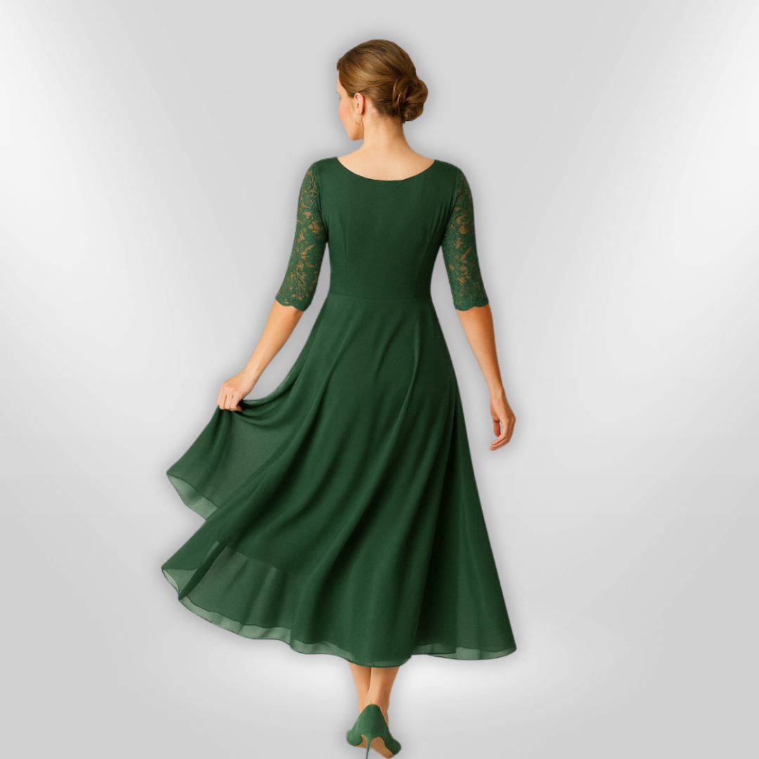 Dames Jurk Bruiloft Asymmetrisch Kant Zacht Stoffen Lange Jurk 2