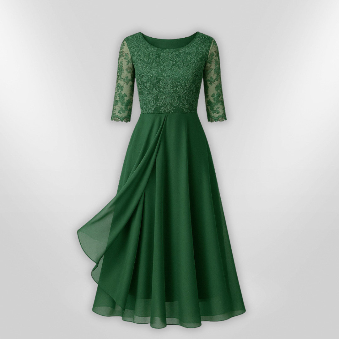 Dames Jurk Bruiloft Asymmetrisch Kant Zacht Stoffen Lange Jurk 3