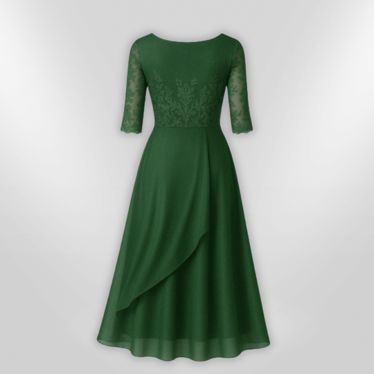 Dames Jurk Bruiloft Asymmetrisch Kant Zacht Stoffen Lange Jurk 4