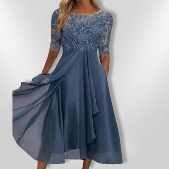 Dames Jurk Bruiloft Asymmetrisch Kant Zacht Stoffen Lange Jurk 6