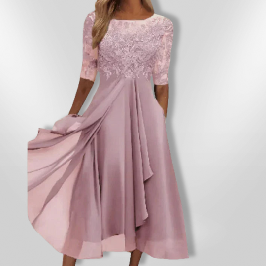 Dames Jurk Bruiloft Asymmetrisch Kant Zacht Stoffen Lange Jurk 7