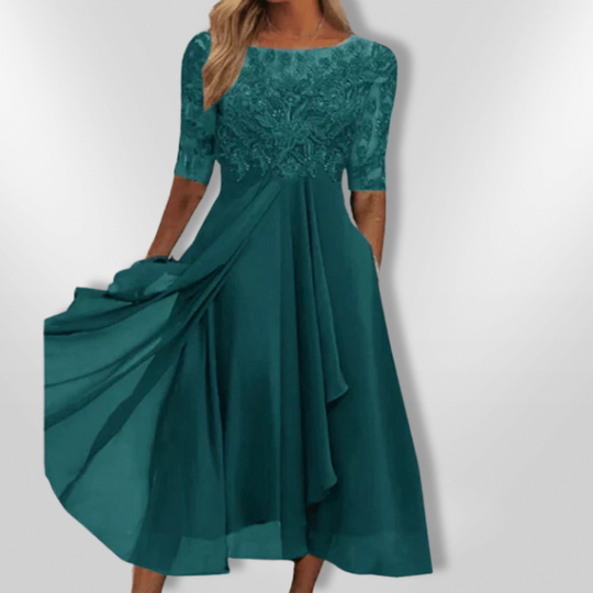 Dames Jurk Bruiloft Asymmetrisch Kant Zacht Stoffen Lange Jurk 8