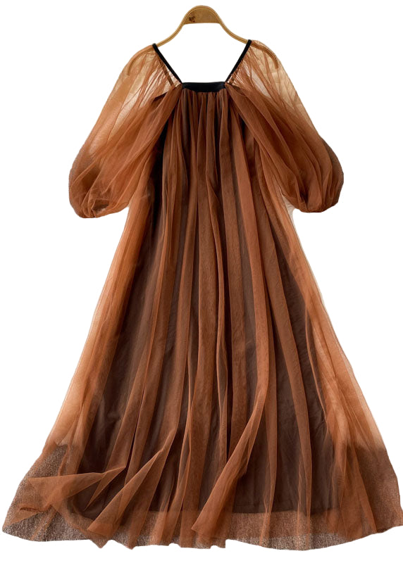 Dames Jurk met Vierkante Kraag en Lantaarnmouwen 0