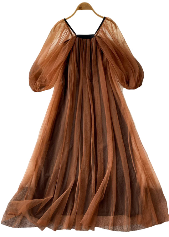 Dames Jurk met Vierkante Kraag en Lantaarnmouwen 0