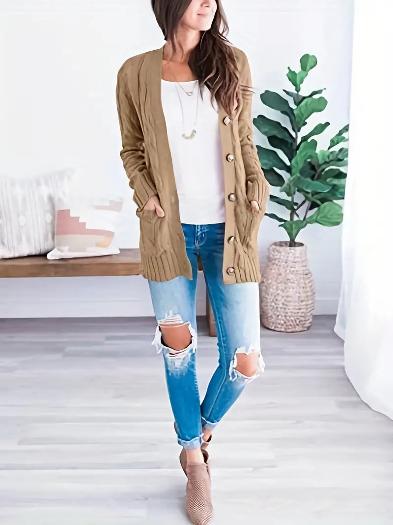 Dames Kabelgebreide Trui Casual met Lange Mouwen 9