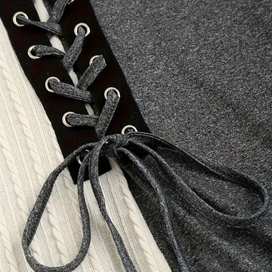 Dames Kleurblok Jurk met Strik - Stijlvolle Feestelijke Kleding voor Herfst en Winter 2