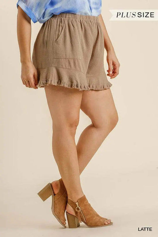 Dames Korte Broek Met Elastische Taille en Volants 1