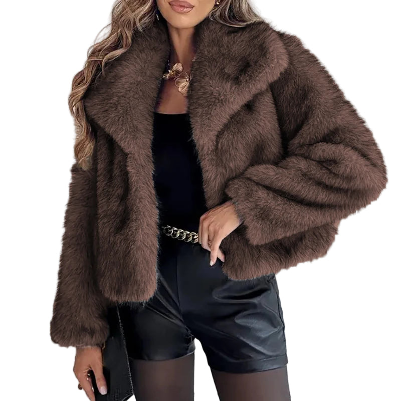 Dames Korte Jas van Imitatiebont Modieuze Look 2
