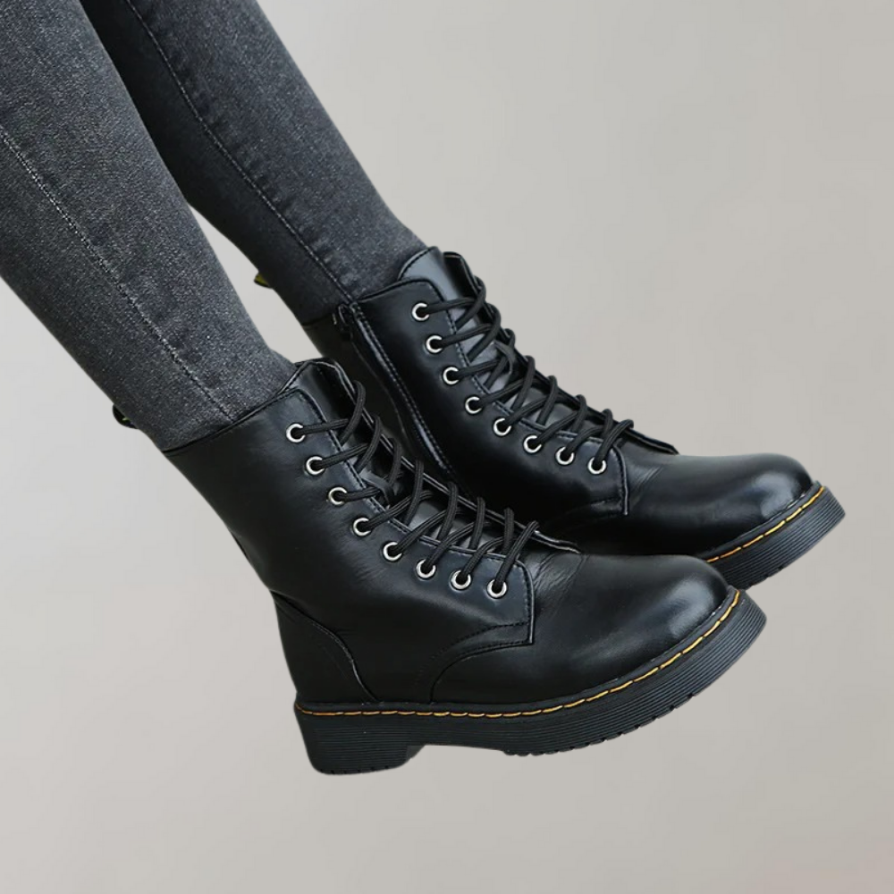 Dames Laarzen Combat Boots met Veters en Zijrits voor Casual en Edgy Outfits 3