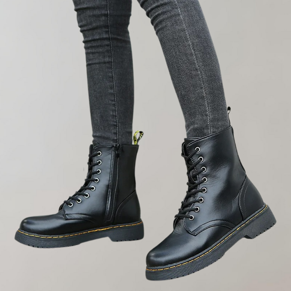 Dames Laarzen Combat Boots met Veters en Zijrits voor Casual en Edgy Outfits 4