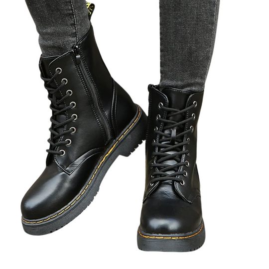 Dames Laarzen Combat Boots met Veters en Zijrits voor Casual en Edgy Outfits 5