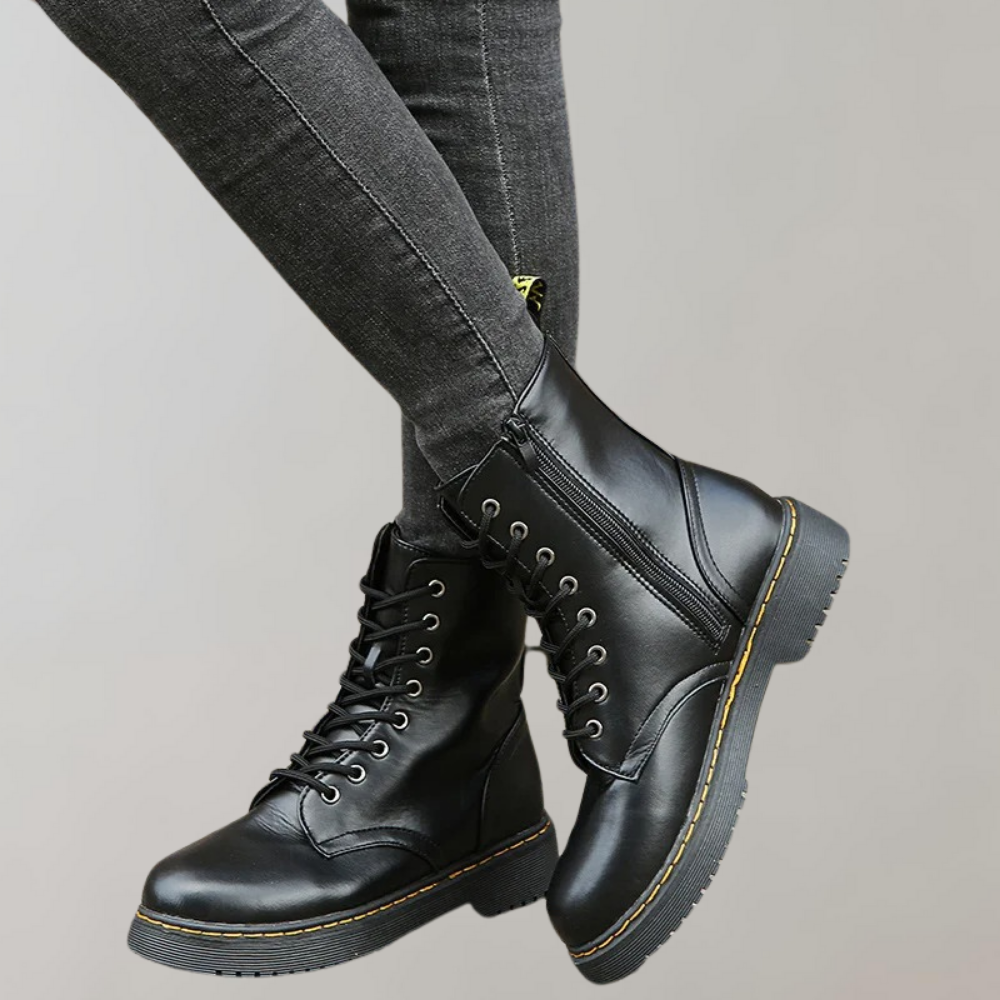 Dames Laarzen Combat Boots met Veters en Zijrits voor Casual en Edgy Outfits 6
