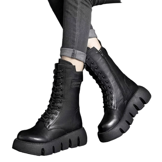 Dames Laarzen Halfhoog Met Veterontwerp voor Comfortabele Winterstijl 1