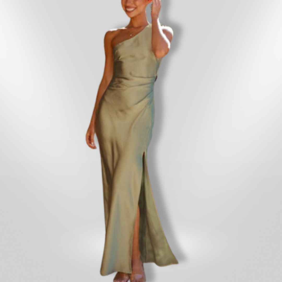 Dames Lange Asymmetrische Maxi Jurk Met Hoge Split 100% Polyester 3