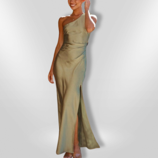 Dames Lange Asymmetrische Maxi Jurk Met Hoge Split 100% Polyester 3