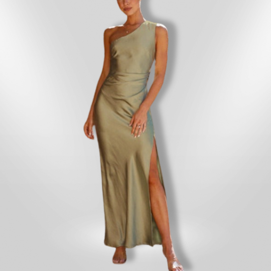 Dames Lange Asymmetrische Maxi Jurk Met Hoge Split 100% Polyester 5