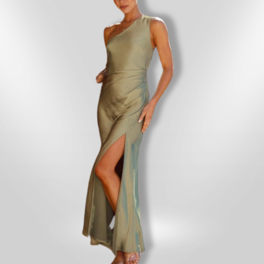 Dames Lange Asymmetrische Maxi Jurk Met Hoge Split 100% Polyester 7