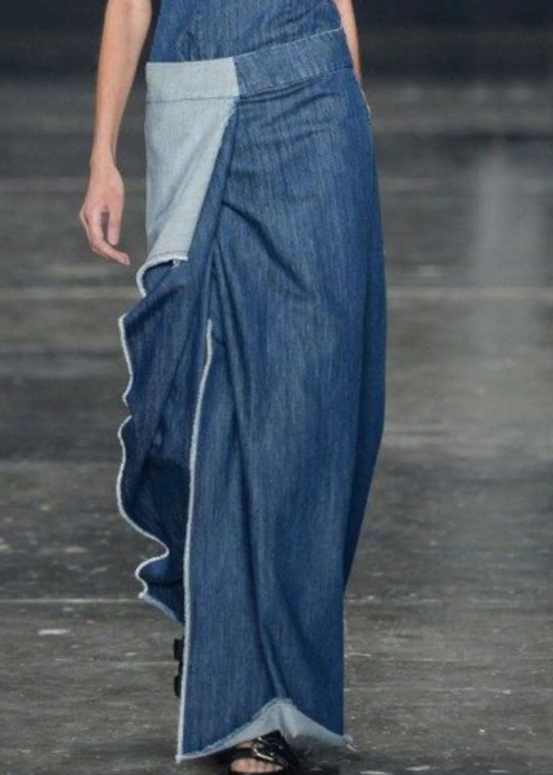 Dames Lange Denim Jurk Casual Met Ruches 2