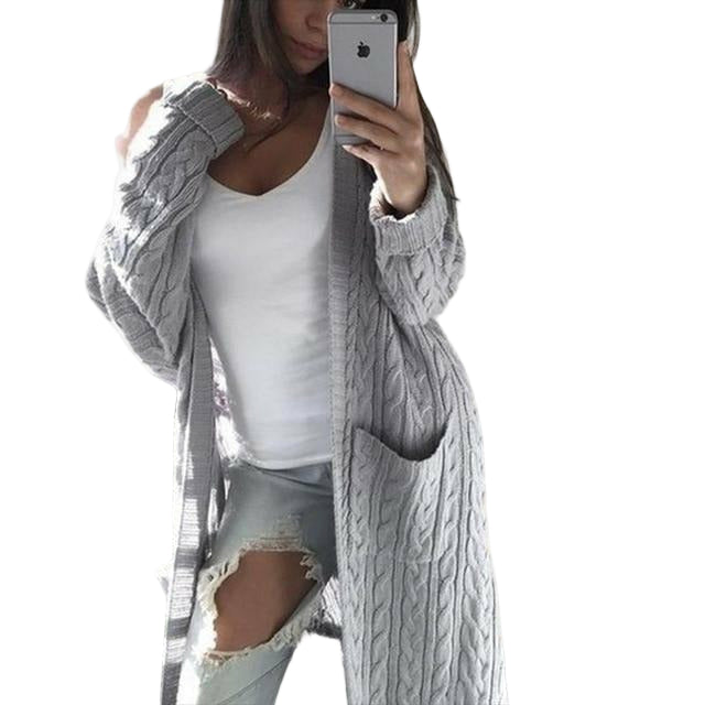 Dames Lange Gebreide Trui Casual Stijlvol 0