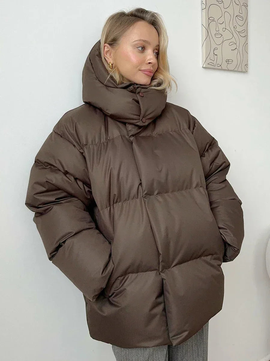 Dames Lange Gewatteerde Winterjas Oversized Met Functionele Zakken 2