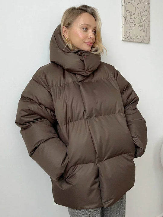 Dames Lange Gewatteerde Winterjas Oversized Met Functionele Zakken 2
