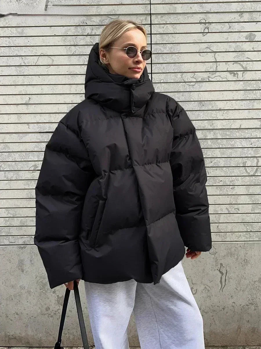 Dames Lange Gewatteerde Winterjas Oversized Met Functionele Zakken 3