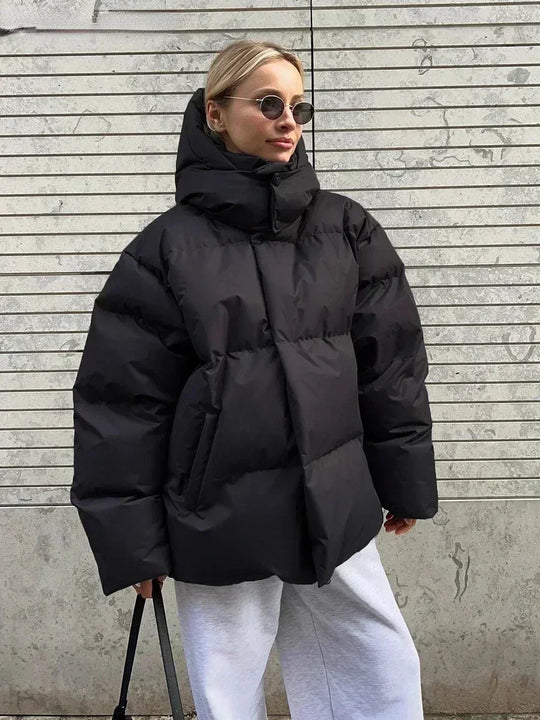Dames Lange Gewatteerde Winterjas Oversized Met Functionele Zakken 3