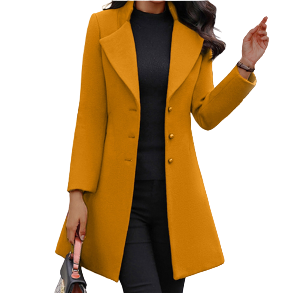 Dames Lange Jas – Tailored Fit – Wolmix – Effen 1