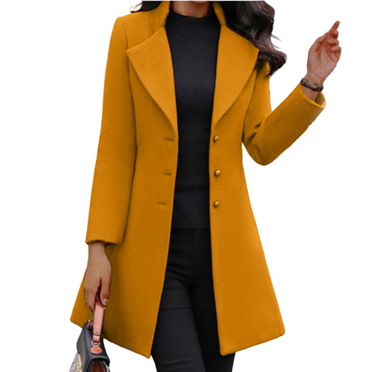 Dames Lange Jas – Tailored Fit – Wolmix – Effen 1