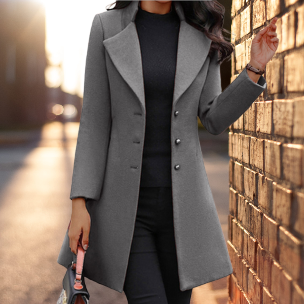 Dames Lange Jas – Tailored Fit – Wolmix – Effen 2