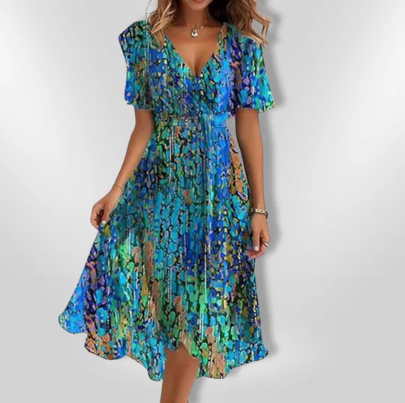 Dames Lange Jurk Asymmetrische V-hals Lichtgewicht voor Feestelijke Kleding en Zomer Kleding 0
