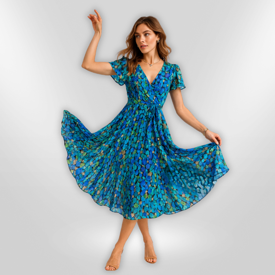 Dames Lange Jurk Asymmetrische V-hals Lichtgewicht voor Feestelijke Kleding en Zomer Kleding 1