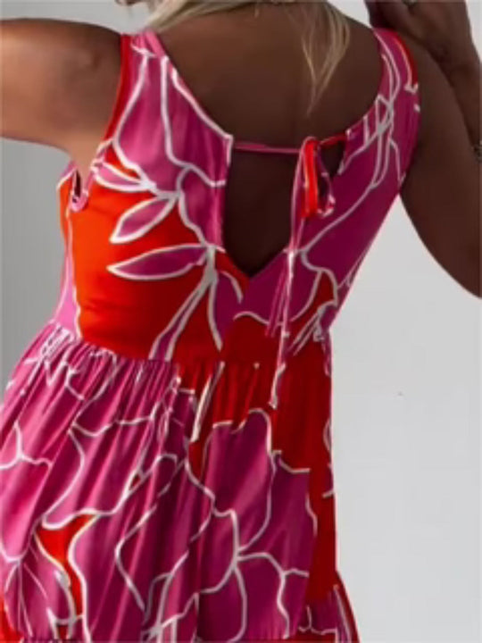 Dames Lange Jurk Bloemenprint Vloeiend Ademend Materiaal 4