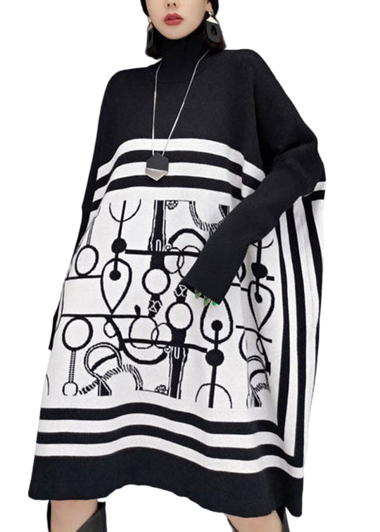 Dames Lange Jurk Met Schildpadhalsprint 0