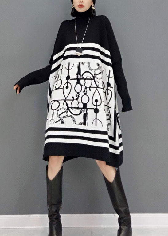 Dames Lange Jurk Met Schildpadhalsprint 1