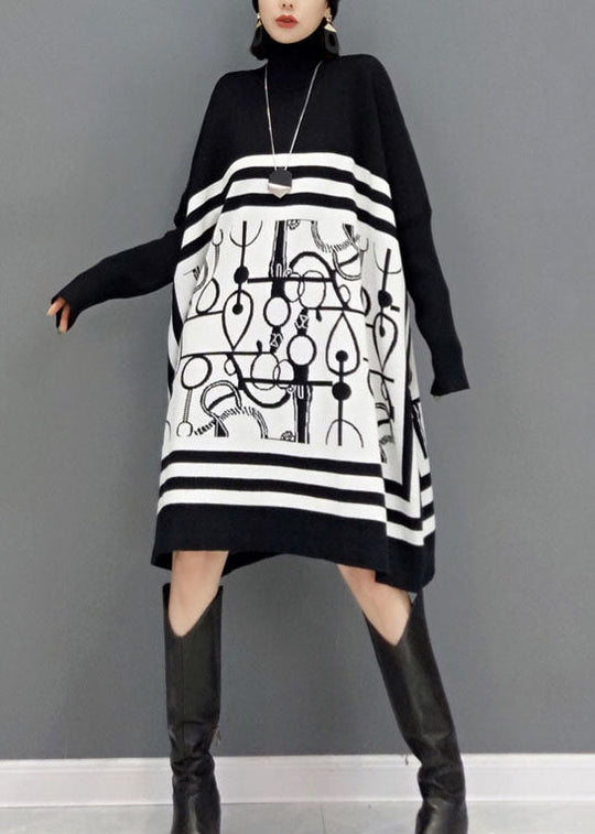 Dames Lange Jurk Met Schildpadhalsprint 1