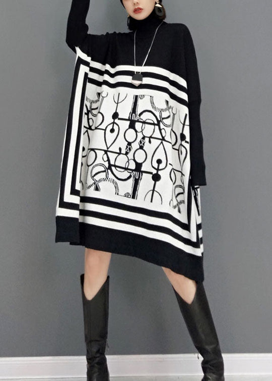 Dames Lange Jurk Met Schildpadhalsprint 2