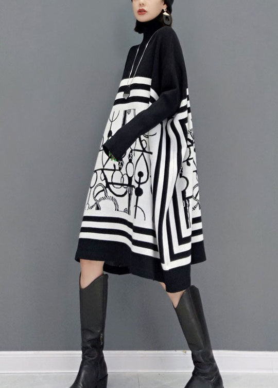 Dames Lange Jurk Met Schildpadhalsprint 3