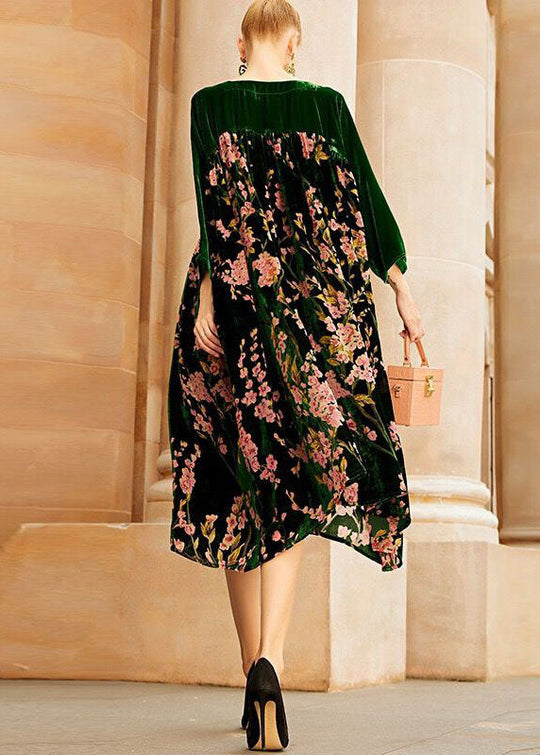 Dames Lange Jurk met O-hals en Patchwork Print 4