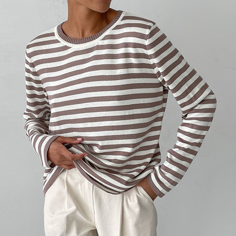 Dames Lange Mouw T-shirt Met Streepdessin Katoen 1